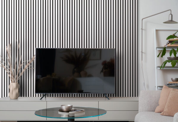 Akustyczny Lamel Biały na Czarnym Filcu 30x265cm - Image 5