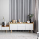 Acoustic Cashmere Slat Panels on Black Felt 30x265cm - Image 4