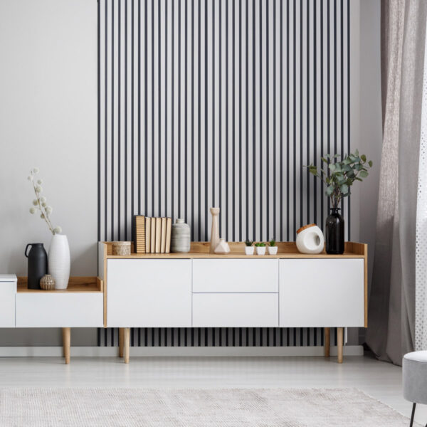 Acoustic Cashmere Slat Panels on Black Felt 30x265cm - Image 4