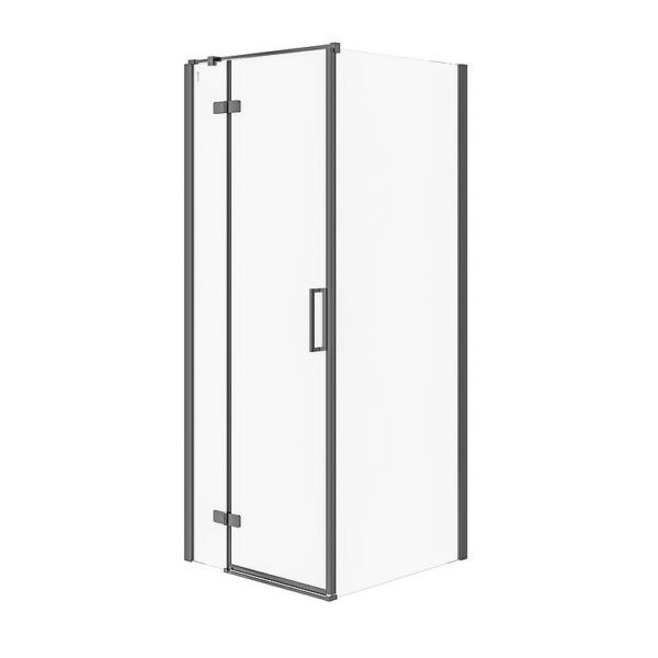Corner Shower Enclosure Jota (80x80x195) - Left Transparent Glass - Black Cersanit - Image 1