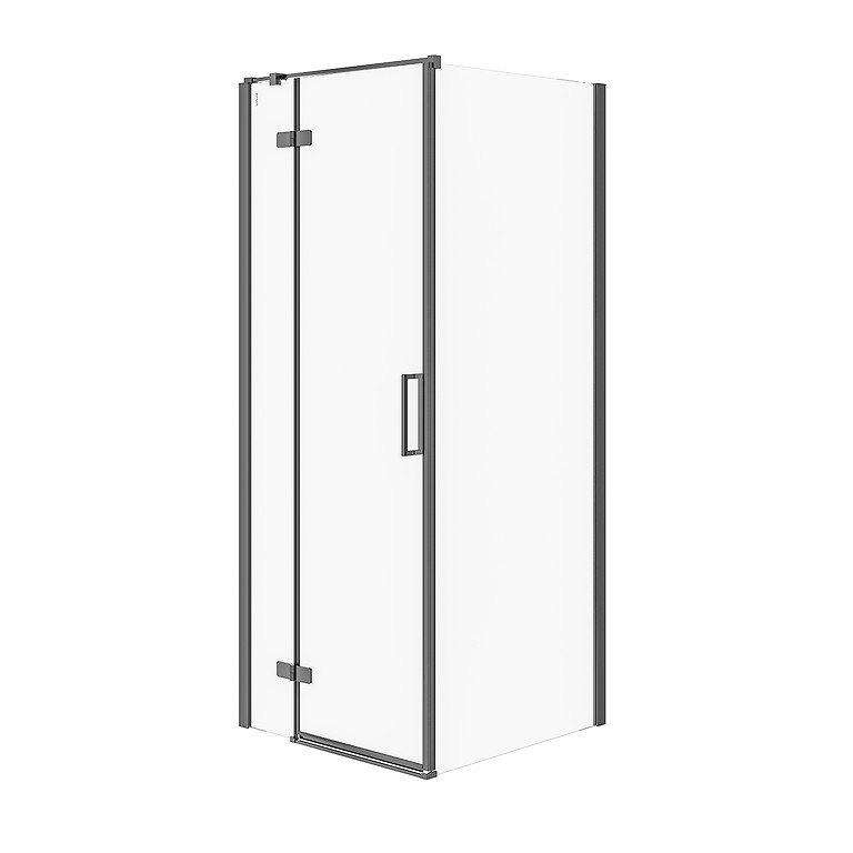 Corner Shower Enclosure Jota (80x80x195) - Left Transparent Glass - Black Cersanit - Image 1