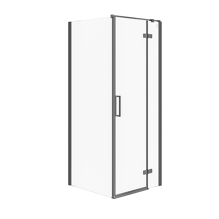 Corner Shower Enclosure Jota (80x80x195) - Right Transparent Glass - Black Cersanit - Image 1