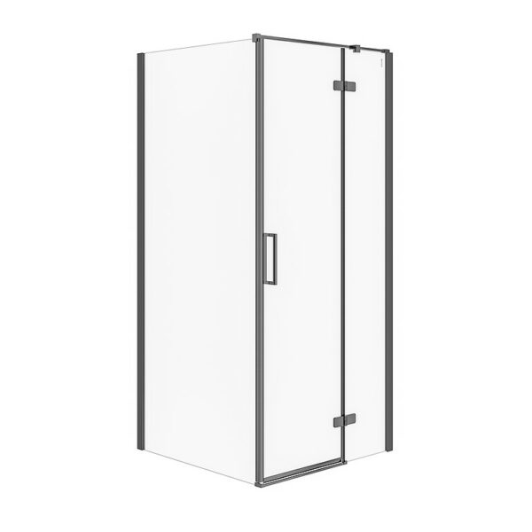 Corner Shower Enclosure Jota (90x90x195) - Right Transparent Glass - Black Cersanit - Image 1