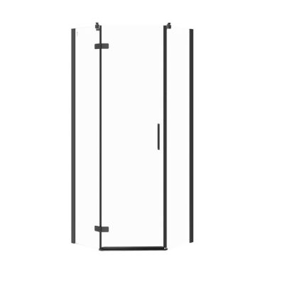 Pentagonal shower enclosure jota 80x80x195 left, black, transparent glass Cersanit