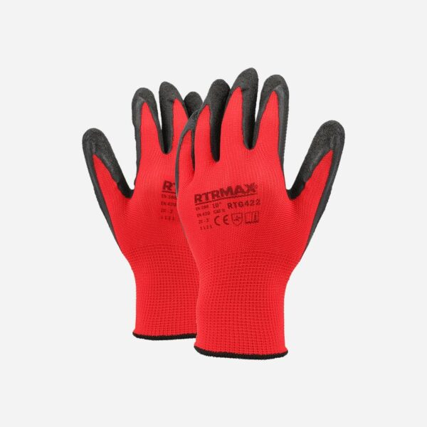 Black Gripper Glove Red Liner 10'' ELD422 RTG422 - Image 1