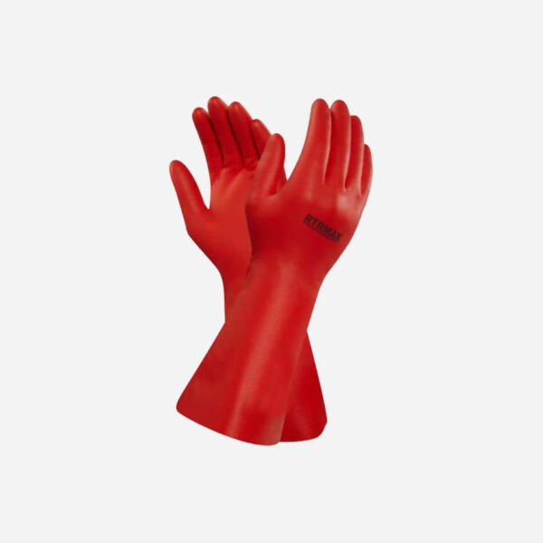 Red Heavy Duty PVC Long Arm Gauntlets RTG93 - Image 1