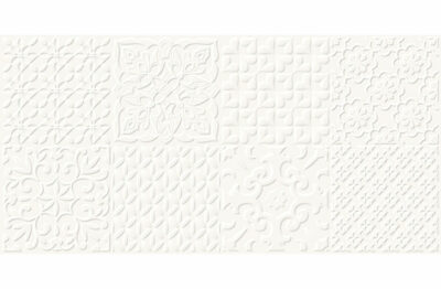Alterio Wt1012 white patchwork structure satin rect 29,8x59,8 Pytki Cersanit