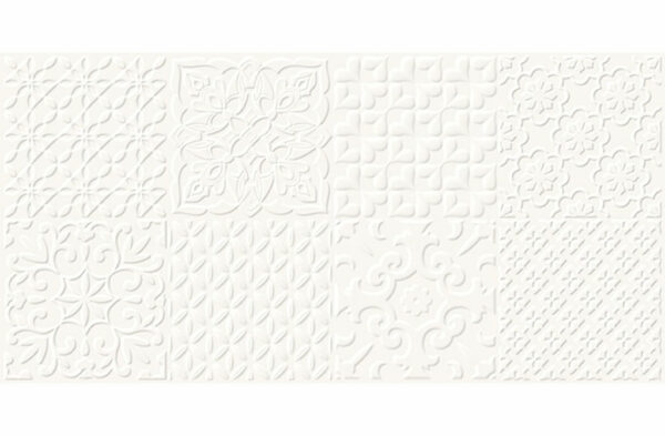 Alterio Wt1012 white patchwork structure satin rect 29,8x59,8 Pytki Cersanit - Image 1