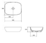 Larga 50×38 countertop washbasin rectangular white  Cersanit - Image 3