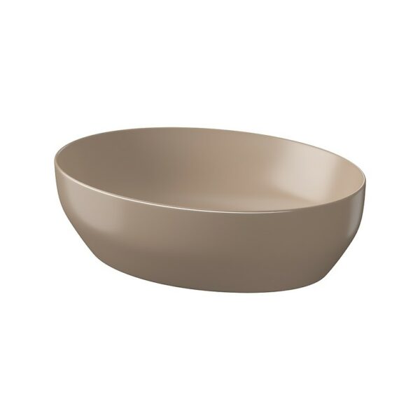 Larga 50×38 countertop washbasin ellipse brown matt Cersanit - Image 1