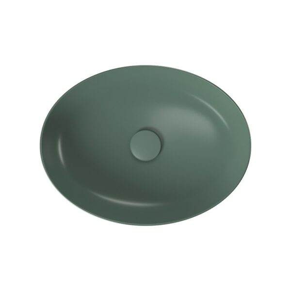 Larga 50×38 countertop washbasin ellipse green matt Cersanit - Image 2