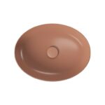 Larga 50×38 countertop washbasin ellipse red brick matt Cersanit - Image 2