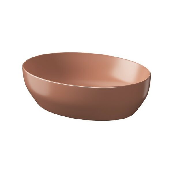 Larga 50×38 countertop washbasin ellipse red brick matt Cersanit - Image 1