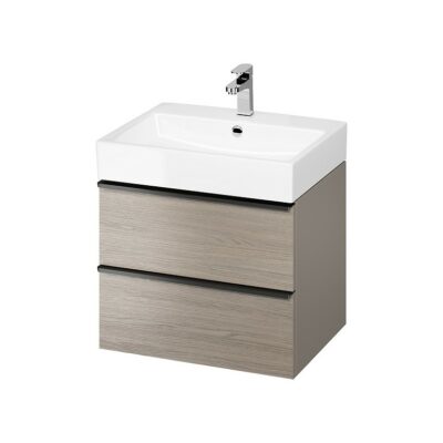 Virgo 60 washbasin cabinet grey with black handles