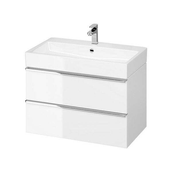 Virgo 80 washbasin cabinet white with chrome handles - Image 1