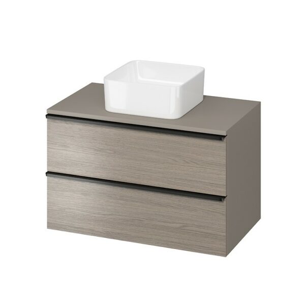 Virgo 80 countertop cabinet grey with black handles - Image 1