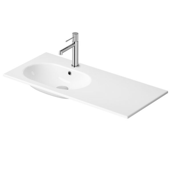 Zen by cersanit 100 washbasin in a counter with top right, white - Image 1