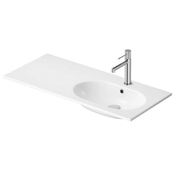 Zen by cersanit 100 washbasin in a counter with top left, white - Image 1