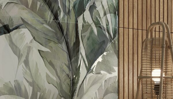Forli leaves green inserto satin 58x89 Cersanit Tiles - Image 4