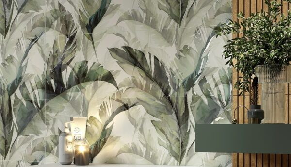 Forli leaves green inserto satin 58x89 Cersanit Tiles - Image 5
