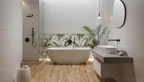 Forli leaves green inserto satin 58x89 Cersanit Tiles - Image 3