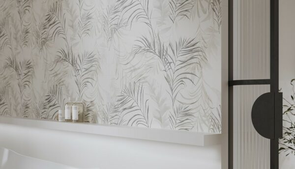 Softy leaves white inserto satin 58x89 Cersanit Tiles - Image 3