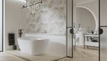 Softy leaves white inserto satin 58x89 Cersanit Tiles - Image 2