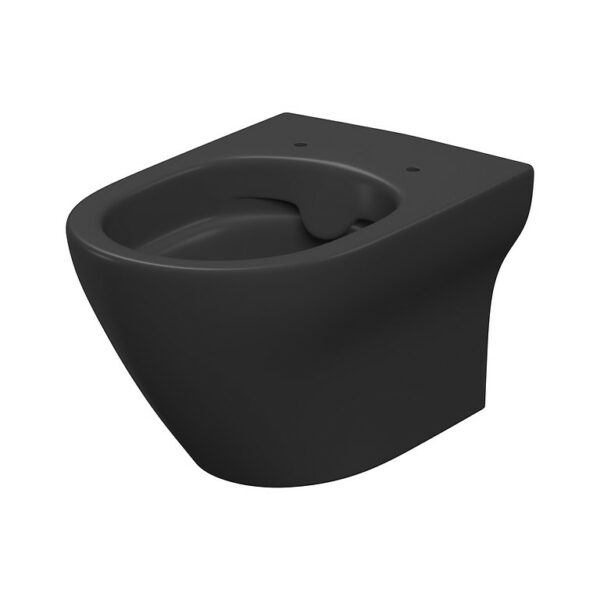 SET B574 LARGA OVAL wall-mounted toilet bowl Cleanon with a slim wrap duroplast seat in matte anthracite. - Image 3