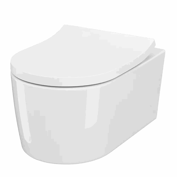 SET B252 INVERTO VORTEX streamon wall-mounted toilet bowl with duroplast toilet seat in white Cersanit - Image 1