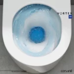 SET B252 INVERTO VORTEX streamon wall-mounted toilet bowl with duroplast toilet seat in white Cersanit - Image 2