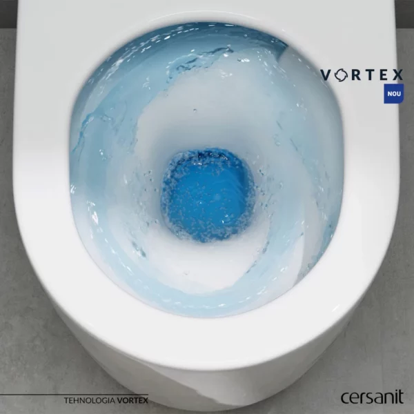 SET B252 INVERTO VORTEX streamon wall-mounted toilet bowl with duroplast toilet seat in white Cersanit - Image 2