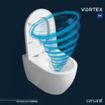 SET B252 INVERTO VORTEX streamon wall-mounted toilet bowl with duroplast toilet seat in white Cersanit - Image 3